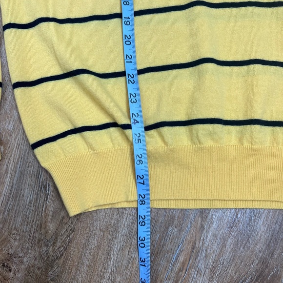 346 Brooks Brothers V-Neck Merino Wool Sweater Sz XL Yellow Navy Blue Stripe - Picture 9 of 12